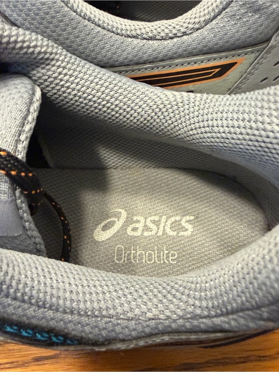 Asics Light Gray and Black Trail Running Shoes with Blue Accents main image 9